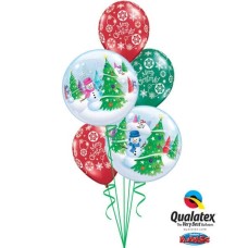 Bukiet 471 Festive Trees & Snowmen Qualatex #31851-2 60132-3